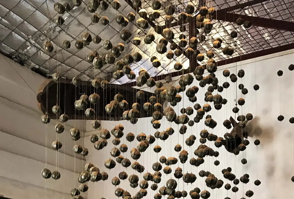 A cluster bomb dispersing hundreds of smaller "bombies," as they are called in Laos.