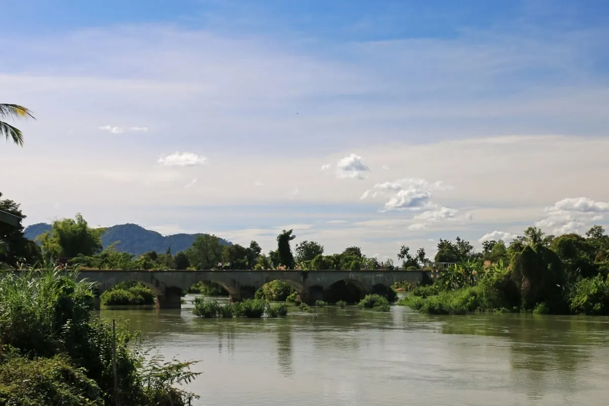 Old French railway bridge over the Mekong between Don Det and Don Khon.