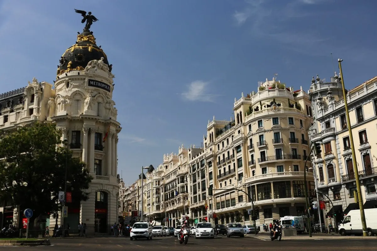 Metropolis Building dome at the start of Gran Via, Madrid